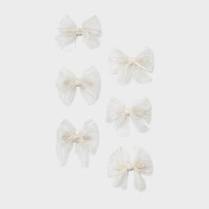 Wild Fable Sheer Hair Bow Clip Set 6pc Ivory Pelican Clips Girls Accessories